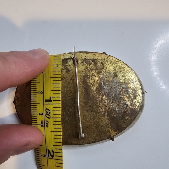 Vintage Bird Handpainted Brooch Pin Porcelain Floral Large Brass Back - Picture 7 of 8